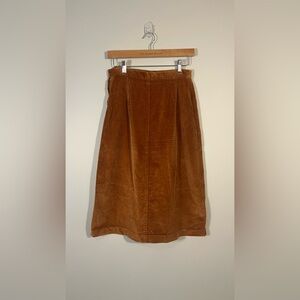 Vintage Brown Rust Velour Midi Skirt XS/S
